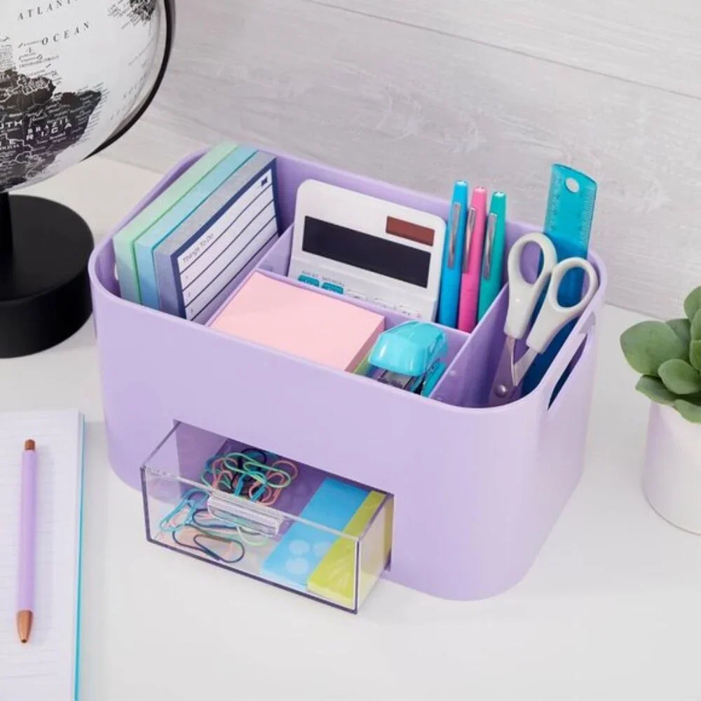 Bliss Lilac Purple Makeup Organizer, Countertop Storage with Drawer & Dividers